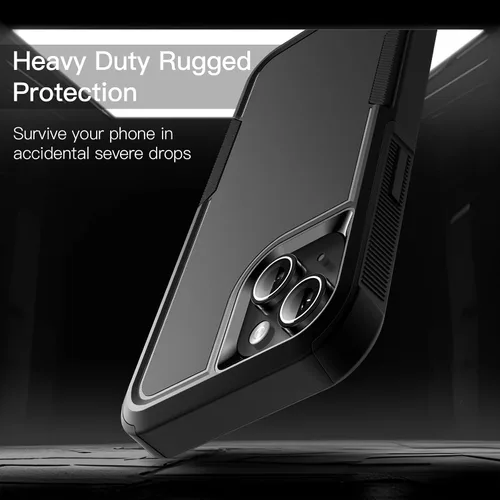 Miniatura 4 de JETech Funda para iPhone 14 de 6.1 pulgadas, resistente de doble capa de protección resistente, a prueba de golpes, con parte trasera mate (negro)