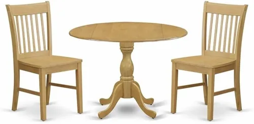 Miniatura 8 de East West Furniture DMNF3-LWH-W - Juego de comedor de 3 piezas que contiene una mesa de comedor redonda con gotas y 2 sillas de cocina, 42 x 42