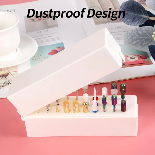 Miniatura 5 de Soporte para brocas de uñas, 30 agujeros, a prueba de polvo, organizador de brocas, contenedor para brocas de uñas acrílicas, herramientas
