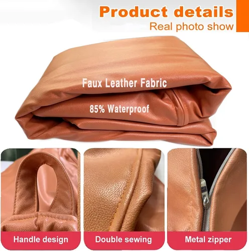 Miniatura 5 de SXBCyan Funda para puf (sin relleno) de piel sintética impermeable para puf para exteriores (verde, 31.5 pulgadas)
