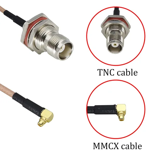 Miniatura 3 de RG316 TNC hembra a MMCX macho Cable de ángulo recto MMCX macho enchufe de ángulo recto a mamparo TNC Cable de extensión aérea hembra para antena