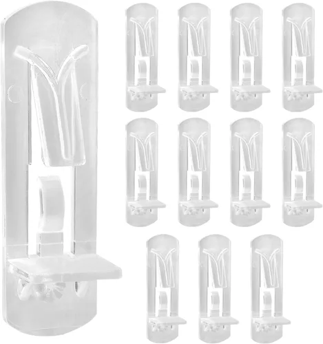 Biaungdo 12 clavijas de plástico con bloqueo para estantes, pasadores transparentes de 0.236 in, clips autobloqueantes para estantes de gabinete,