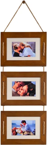 Miniatura 11 de DLQuarts Marcos de Fotos Colgantes 5x7 Collage Decoración de Pared, Marcos de Fotos de 3 Aberturas 5x7 sin Paspartú y 3.5x5 con Paspartú, Madera