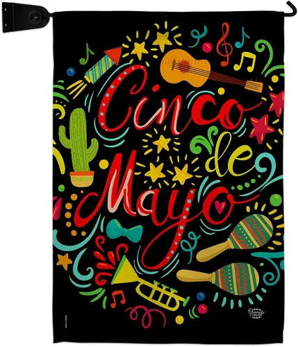 Miniatura 19 de Bandera de jardín de El Fiesta Cinco de Mayo – Fiesta de Verano Cactus Pinata Sombrero Mexicano al aire libre – Cartel de decoración de la casa