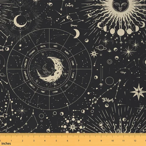 Tela de tapicería Sun Moon para sillas, tela bohemia con constelación del espacio exterior para exteriores, por The Yard, tela decorativa de galaxia