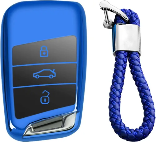 Miniatura 9 de Hombres Mujeres Cuero Genuino Llavero Funda para Volkswagen Arteon Atlas Golf Alltrack Jetta GLI Passat Taos SEL para Tiguan para Skoda Kodiaq