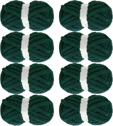 Miniatura 12 de MABOZOO Paquete de 8 ovillos de hilo grueso surtido para crochet - Chenilla jumbo esponjosa, hilo suave y voluminoso para tejer a mano o con los Rojo