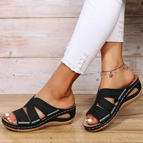 Miniatura 4 de Sandalias ortopédicas con soporte de arco para mujer, sandalias de cuña para mujer, sandalias para caminar, cómodas sandalias de plataforma