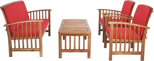 Miniatura 11 de Safavieh - Rocklin - Juego de 4 piezas para patio y exteriores (almohadas incluidas), colores gris y beige PAT7007H Gris/Beige/Rayas