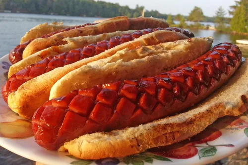 Miniatura 7 de Slotdog - Herramienta de corte para hot dogs - Cuchillos de corte de acero inoxidable para cocina, parrilla, fiestas improvisadas, camping y Rojo