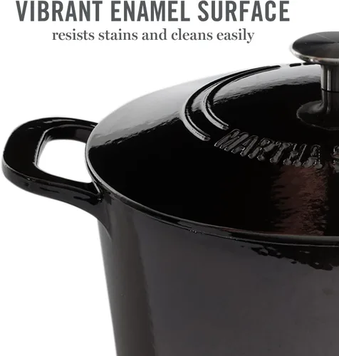 Miniatura 3 de MARTHA STEWART Gatwick - Olla holandesa de hierro fundido esmaltado de 7 cuartos con tapa, color gris, olla holandesa de servicio pesado para Gun