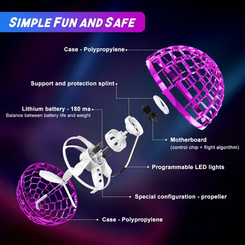 Miniatura 5 de Fly Orb Hover Ball Pelota Flotante Boomerang Spinner Drone Balls - Juguetes Geniales Regalos para Niños y Niñas de 6-15 Años (Azul) (Azul_01)