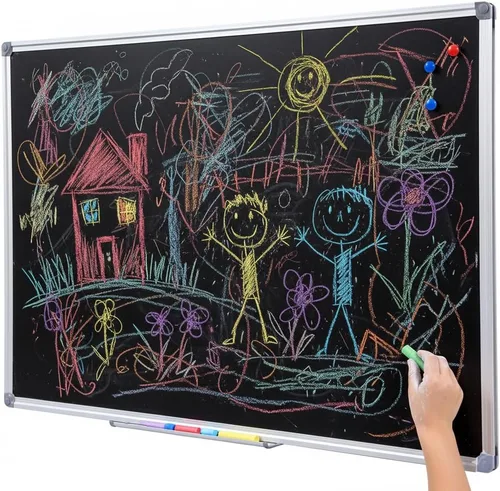 Miniatura 6 de Pizarra grande negra de 36 x 48 pulgadas para la pared de la escuela, pizarra magnética negra con marco de aluminio y bandeja para marcadores
