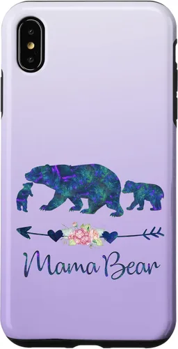 Miniatura 11 de Teal Blue Purple Floral Mama Bear and Two Cubs Silver Purple Case for iPhone 17