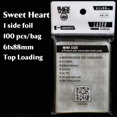 Miniatura 7 de 100 fundas holográficas con forma de corazón dulce, lindo protector de tarjeta Holo brillante para Kpop Idol/TCG/CCG tamaño estándar/cubierta