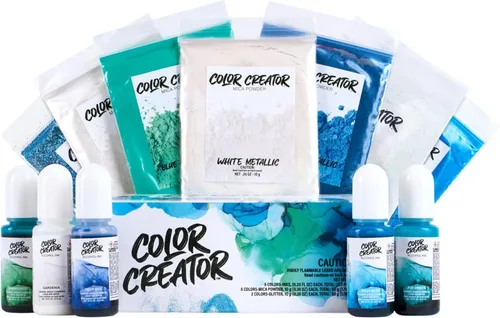 Alumilite Color Creator Pacific Paquete de regalo de mica en polvo, 12 paquetes, suministros de arte versátiles y kits de manualidades, tinte de
