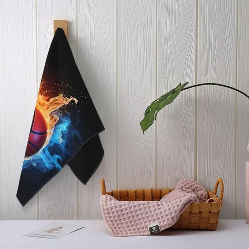 Miniatura 6 de Toallas suaves para los dedos, toalla de mano de fuego y agua para regalo durante todas las estaciones, 12 x 27.5 pulgadas