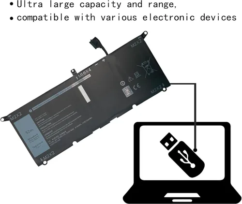 Miniatura 3 de Hubei DXGH8 G8VCF H754V 0H754V P82G001 Batería de repuesto para laptop Dell XPS 13 9370 9380 Inspiron 13 7390 7391 2 en 1 5390 5391 7490 Latitude
