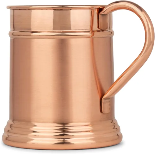 Taza grande de cobre Moscow Mule de 18 onzas, taza de cobre 100% puro hecha a mano sólida – por dentro y por fuera | Mantiene las bebidas súper