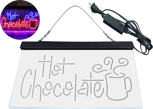 Miniatura 8 de ADVPRO Señal de neón LED de doble color para bebida de chocolate caliente, azul y rojo, 12 x 8 pulgadas st6s32-i3831-br