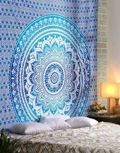 Miniatura 2 de RAJRANG - Tapiz con mandala para dormitorio y sala de estar, bohemio, para colgar en la pared, tapices de algodón