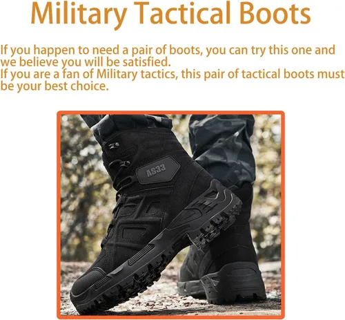 Miniatura 5 de Kervaky Botas tácticas para hombre, botas militares, botas de trabajo, botas de desierto, botas duraderas, botas de senderismo, botas de combate