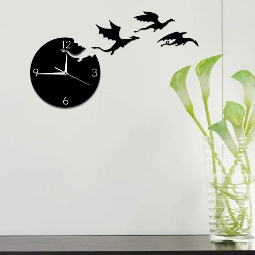 Miniatura 4 de The Geeky Days Reloj de pared de dragón de fantasía enojado mágico volador abstracto gótico cuento de hadas dragón arte de pared cuarzo analógico