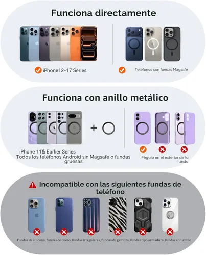 Miniatura 8 de Miracase Soporte de coche MagSafe [imán fuerte de 3600 gf y base de succión de 89 + libras] Soportes magnéticos de teléfono al vacío para tu