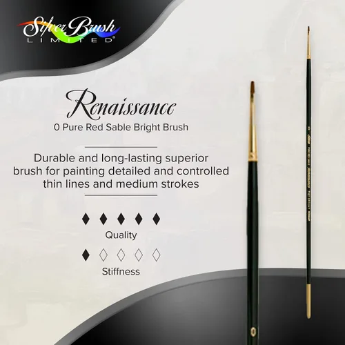Miniatura 2 de Silver Brush 7102-0 Renaissance - Cepillo de mango largo de color rojo puro de alta calidad, brillante, tamaño 0