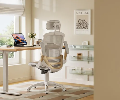 Miniatura 2 de GABRYLLY Silla de Oficina Ergonómica, Silla de Escritorio de Respaldo Alto para el Hogar con Reposacabezas, Brazos Abatibles, Bloqueo de Inclinación