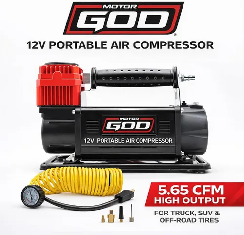 Compresor de aire portátil de 12 V, inflador de neumáticos de alta resistencia de 5.65 CFM para camiones, SUV y vehículos todoterreno, bomba de aire