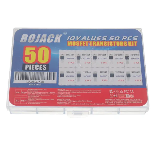 Miniatura 2 de BOJACK 10 valores 50 piezas IRFZ44N IRF510N IRF530N IRF540N IRF640N IRF740 IRF840 IRF3205 IRF9540 IRF serie transistores MOSFET Surtido Kit