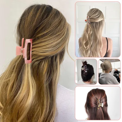 Miniatura 5 de Paquete de 8 pinzas acrílicas medianas de mariposa para el cabello, estampado de leopardo, agarre fuerte antideslizante para mujeres y niñas
