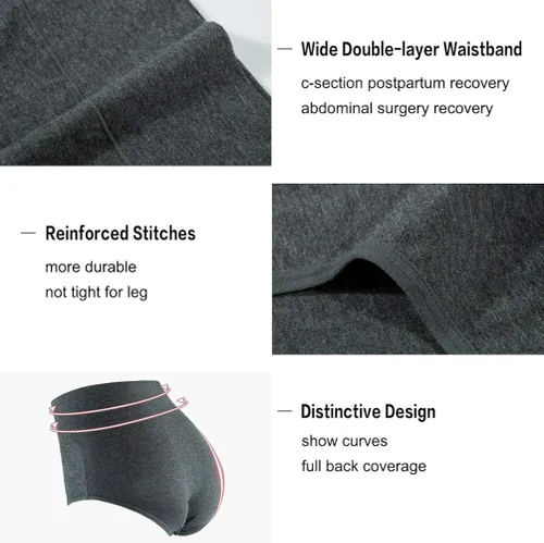 Miniatura 4 de INNERSY - Ropa interior de algodón para mujer de talle alto para posparto paquete múltiple