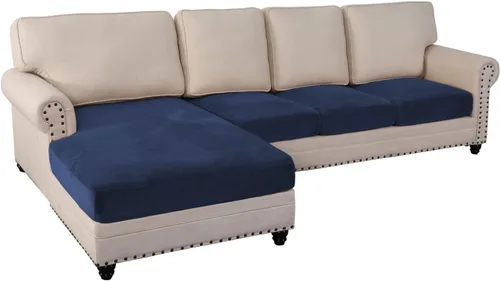 Miniatura 13 de Fundas de cojín de terciopelo elástico de 3 piezas para sofá en forma de L, funda de diván, protector de muebles para sofá seccional Negro