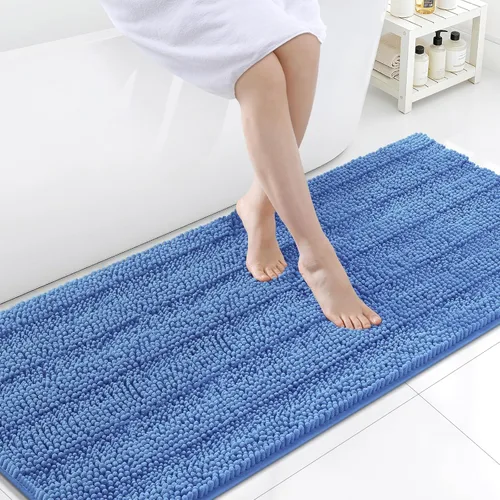 Miniatura 98 de Grandaily Alfombras de baño de felpilla a rayas de 24 x 16 pulgadas, extra gruesas y suaves, absorbentes, parte trasera de goma, alfombra de ducha