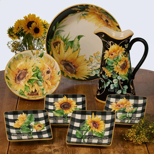 Miniatura 2 de Certified International Sunflower Fields - Platos de canapé/Lucheon de 6 pulgadas, diseños surtidos, pequeños, juego de 4