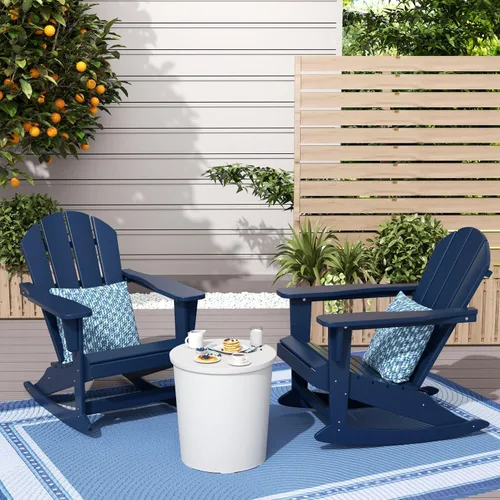 Miniatura 209 de WestinTrends Silla mecedora Malibu de poliéster para exterior/patio Adirondack, Negra