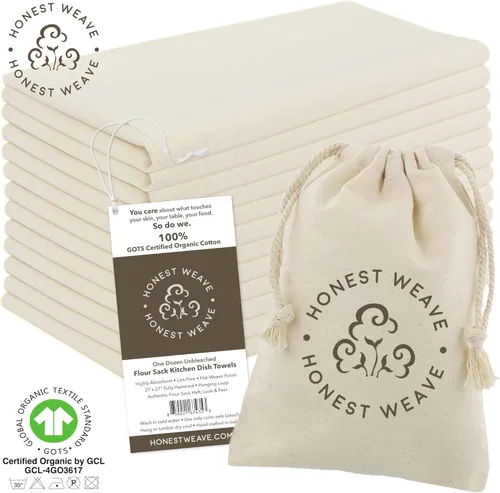 Miniatura 4 de HONEST WEAVE GOTS Certificado - Juegos de toallas de mano y para platos de cocina de algodón flour sack 100% orgánico, extra grandes de 27x27