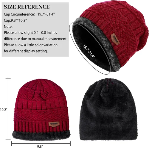 Miniatura 100 de Loritta Gorro de invierno cálido de punto grueso y holgado para hombre