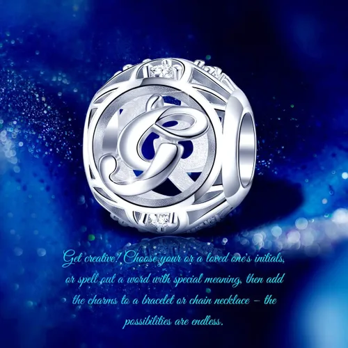 Miniatura 27 de FOREVER QUEEN - Dije con letra inicial de la A a la Z, para pulsera y collar, de plata de ley 925 con cuentas de circonita cúbica, joyería de regalo