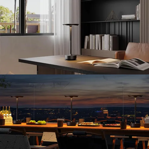 Miniatura 5 de Lámpara de mesa inalámbrica, luz LED de mesa recargable con 3 ajustes de temperatura, atenuación continua, batería de 5000 mAh, USB-C, memoria