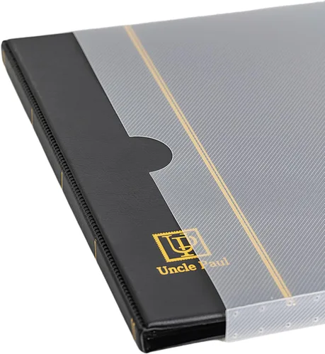 Miniatura 3 de Álbumes de sellos con 140 bolsillos, libros de stock con mangas de 1.378 x 7.756 in, 10 páginas negras de doble cara con cubierta negra acolchada
