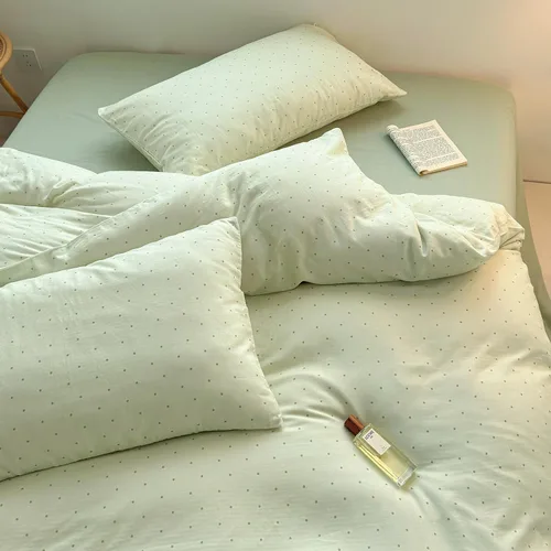 Miniatura 6 de VM VOUGEMARKET Polka Dots Duvet Cover Set Queen Double Layer Cotton Bedding Set,Green Duvet Cover with Zipper Closure,Lightweight