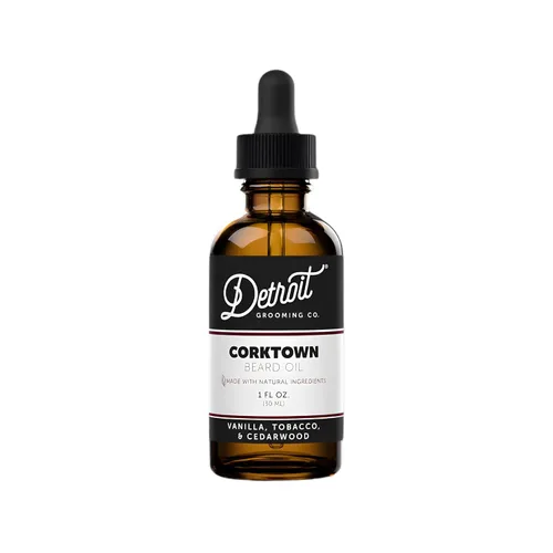 Detroit Grooming Co. Aceite natural para barba para hombres, hidratante nutritivo y orgánico para barba con aceite de almendras dulces y vitamina E,