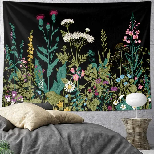 Miniatura 5 de HOMKUMY Tapiz de pared de flores, tapiz hippie bohemio, tapiz psicodélico indio para colgar en la pared, decoración del hogar, dormitorio, sala