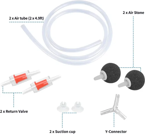 Miniatura 8 de Aquarium Air Pump Single Outlet/Dual Outlet Adjustable Aerator with Accessories for 10-100 Gallon Fish Tank