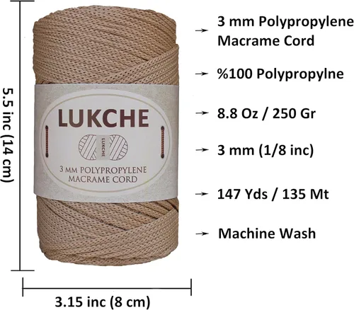 Miniatura 3 de Cuerda de macramé de poliéster premium de 3 mm (134.72 metros), (250 g) 100% cuerda de macramé de polipropileno, hilo de crochet de macramé colorido