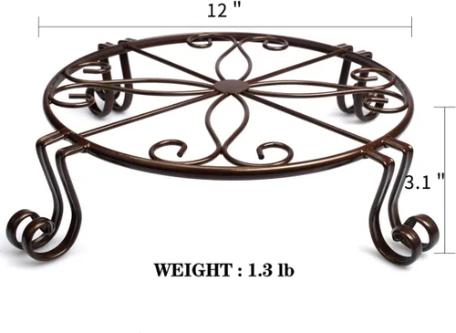 Miniatura 2 de Soporte para plantas marrón para maceta, soporte resistente para macetas para interiores y exteriores, metal a prueba de óxido de hierro, contenedor