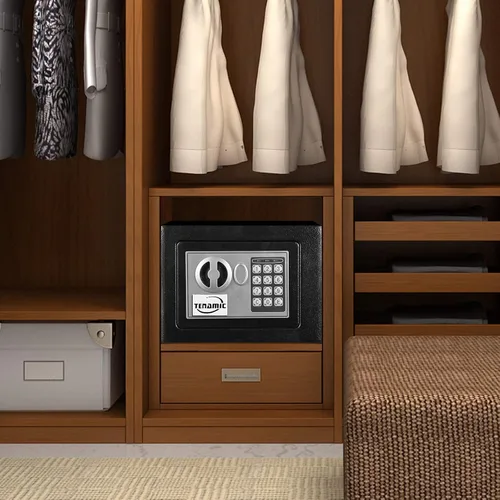 Miniatura 7 de TENAMIC Caja Fuerte 0.23 Pies Cúbicos Caja de Seguridad Digital Electrónica, Caja Fuerte con Cerradura de Teclado para Gabinete, Acero de Aleación